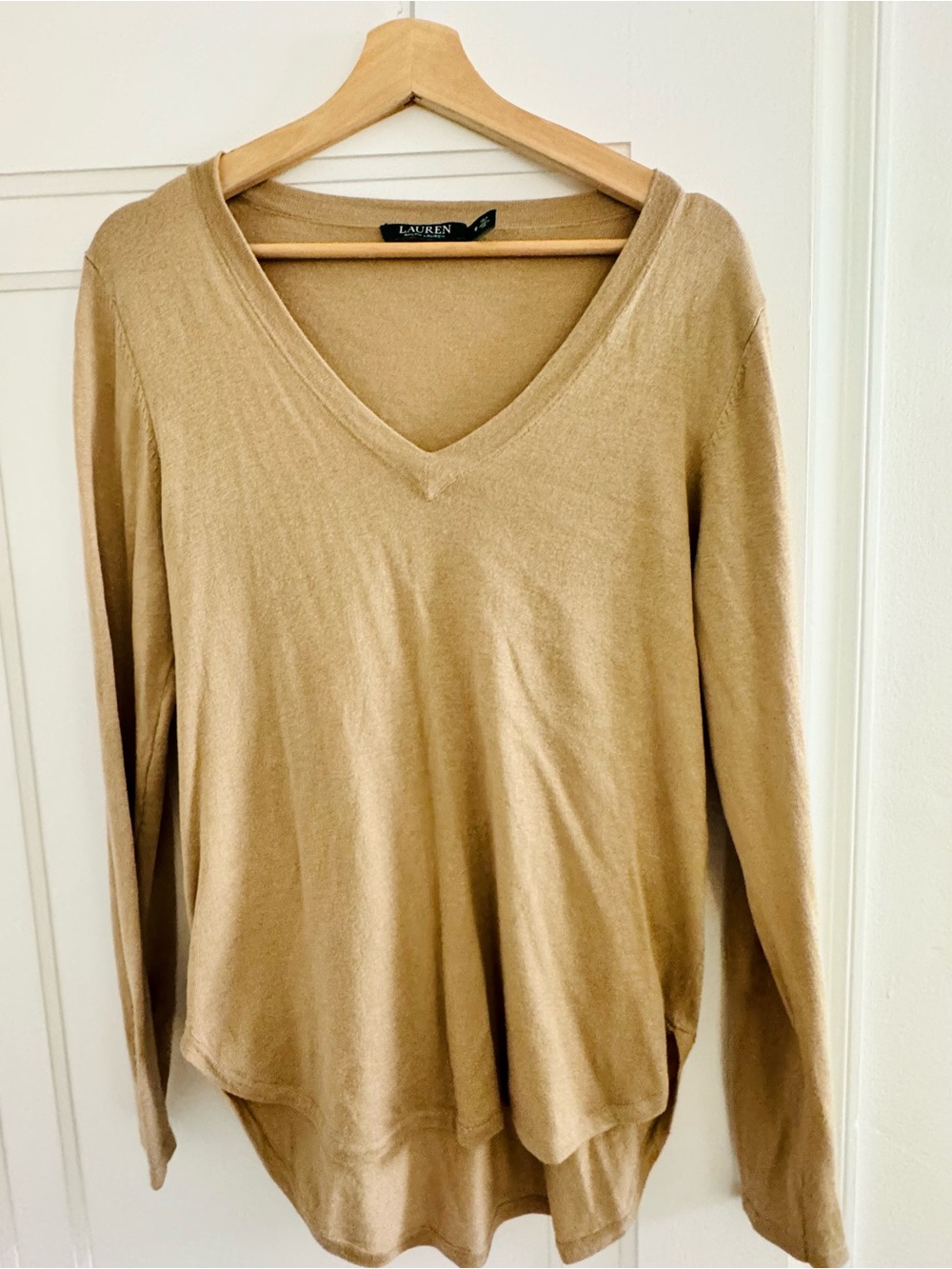 Ralph Lauren Tan V-Neck Long Sleeve Sweater